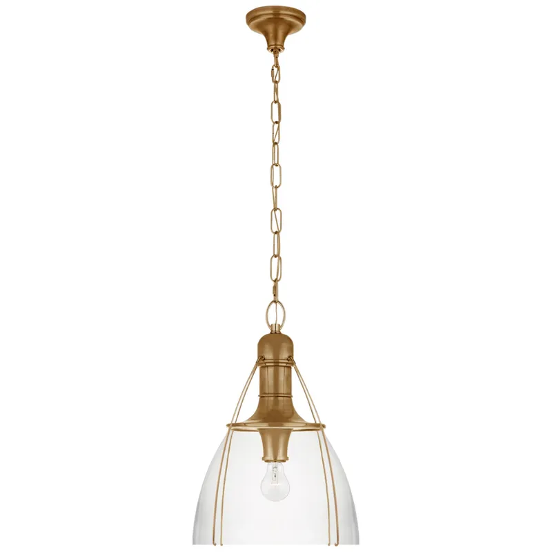 Chapman & Myers Prestwick 18" Pendant in Antique-Burnished Brass with Clear Glass Ceiling Light W18" x H26.5"
