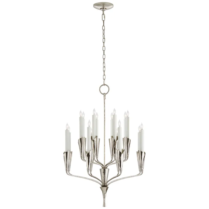 Chapman & Myers Aiden Small Chandelier in Polished Nickel Ceiling Light W24.75" x H35.75"