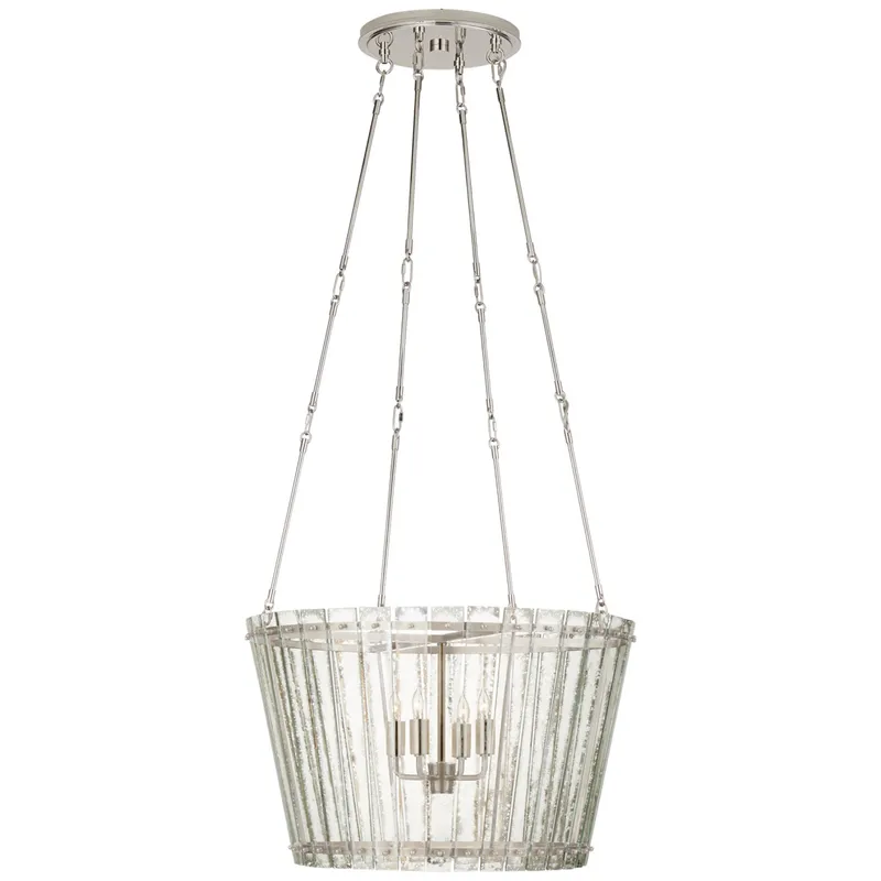 Carrier and Company Cadence Medium Chandelier in Polished Nickel with Antique Mirror Ceiling Light W24"