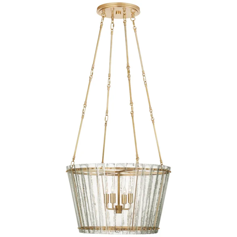 Carrier and Company Cadence Medium Chandelier in Hand-Rubbed Antique Brass with Antique Mirror Ceiling Light W24"