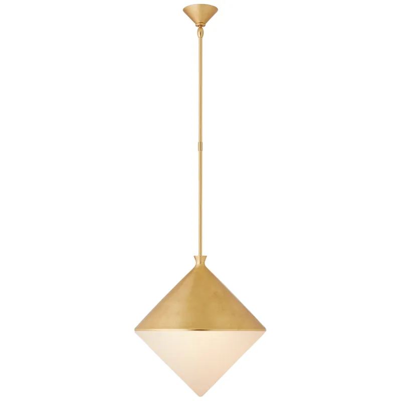 AERIN Sarnen Large Pendant in Gild with White Glass Ceiling Light W18.25"