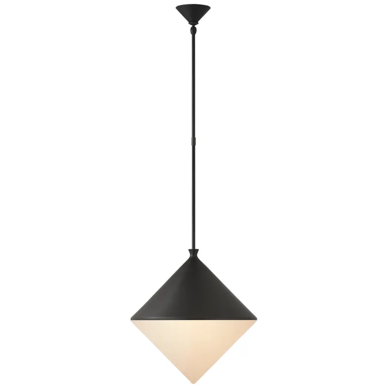 AERIN Sarnen Large Pendant in Matte Black with White Glass Ceiling Light W18.25"