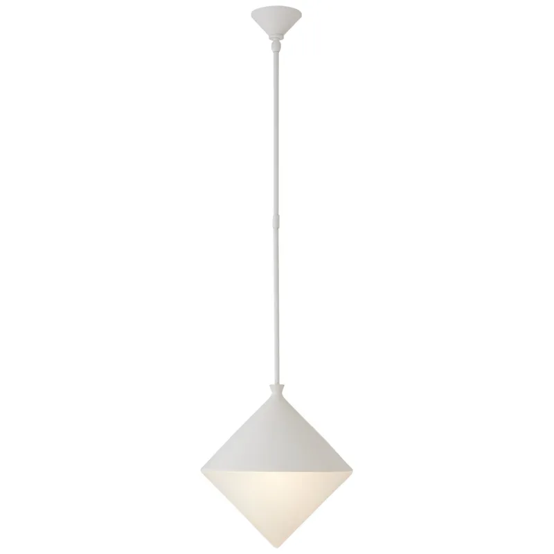 AERIN Sarnen Medium Pendant in Matte White with White Glass Ceiling Light W15.25"