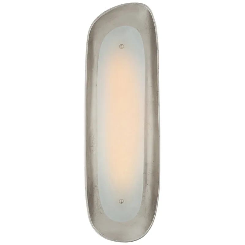 AERIN Samos Tall Sculpted Sconce in Burnished Silver Leaf with Alabaster Wall Light W6.75" x H21"