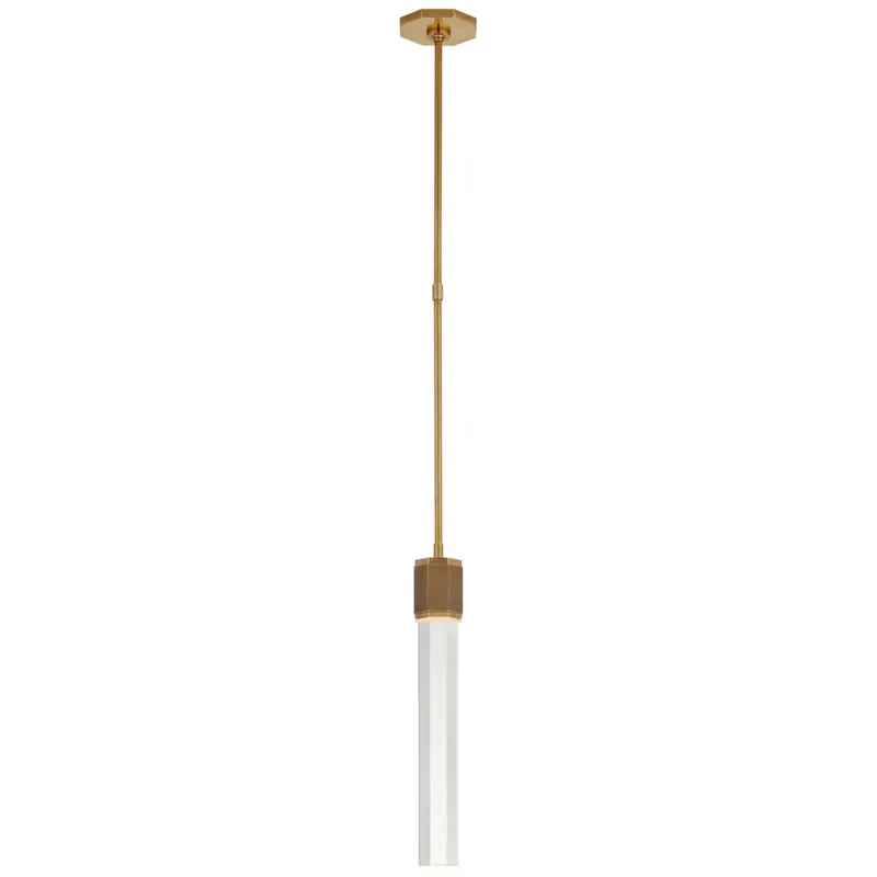 Lauren Rottet Fascio Single Pendant in Hand-Rubbed Antique Brass with Crystal Ceiling Light W3"