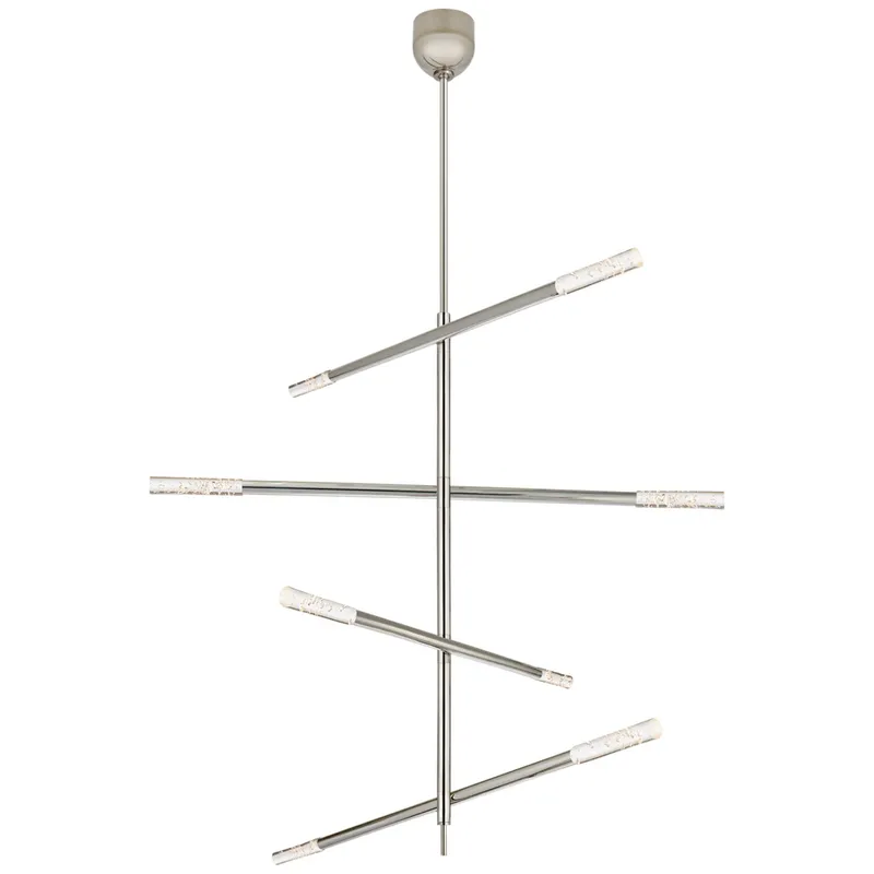 Kelly Wearstler Rousseau Large Articulating Chandelier in Polished Nickel with Seeded Glass Ceiling Light W3" - 48"