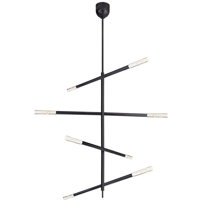 Kelly Wearstler Rousseau Large Articulating Chandelier in Bronze with Seeded Glass Ceiling Light W3" - 48"
