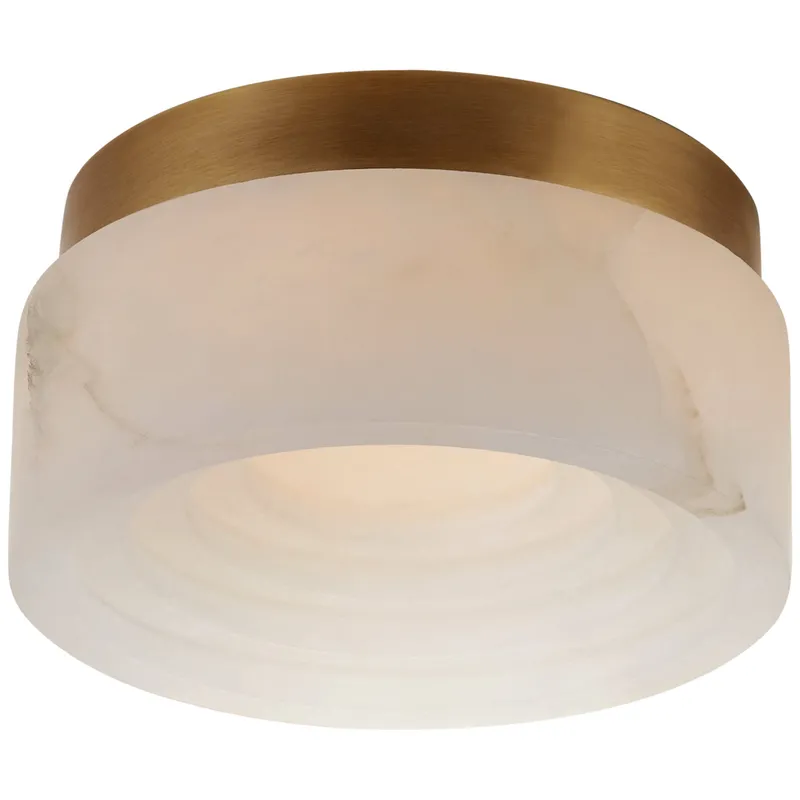 Kelly Wearstler Otto 5" Solitaire Flush Mount in Antique-Burnished Brass with Alabaster Ceiling Light W5" x H2.75"