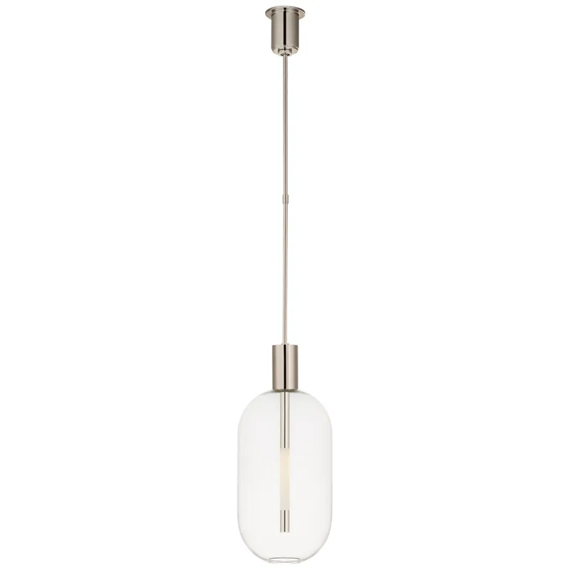 Kelly Wearstler Nye Tall Pendant in Polished Nickel with Clear Glass Ceiling Light W11"