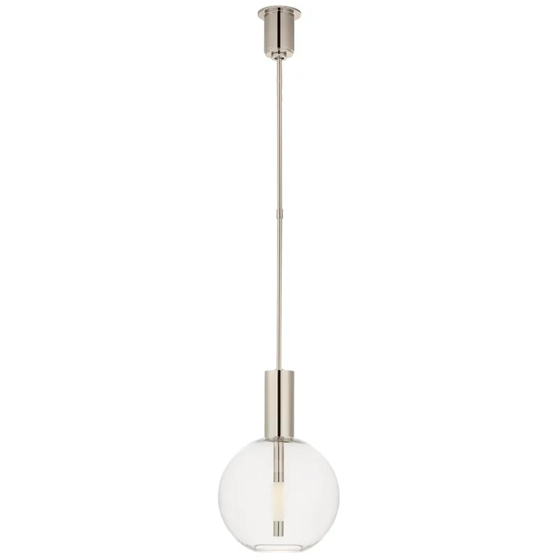 Kelly Wearstler Nye Globe Pendant in Polished Nickel with Clear Glass Ceiling Light W13"