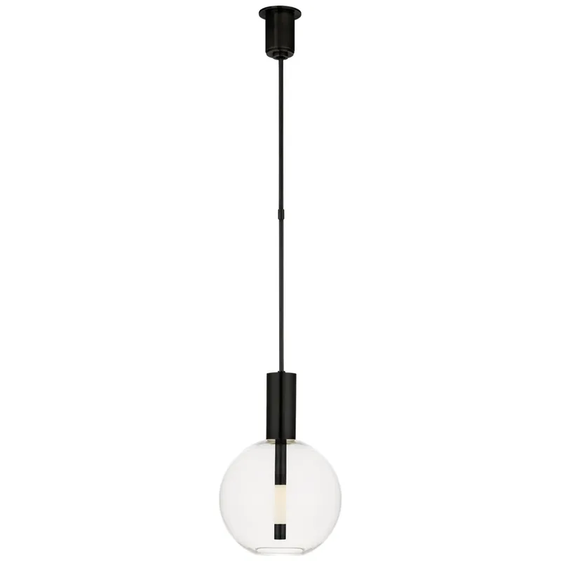 Kelly Wearstler Nye Globe Pendant in Bronze with Clear Glass Ceiling Light W13"