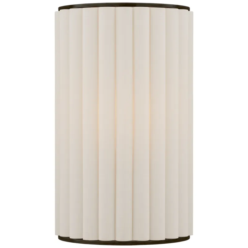 Ian K. Fowler Palati Small Sconce in Bronze with Linen Shade Wall Light W8.5" x H14"