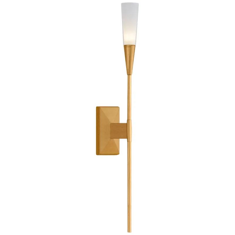 Chapman & Myers Stellar Single Tail Sconce in Gild with Frosted Acrylic Wall Light W2.5" x H20"