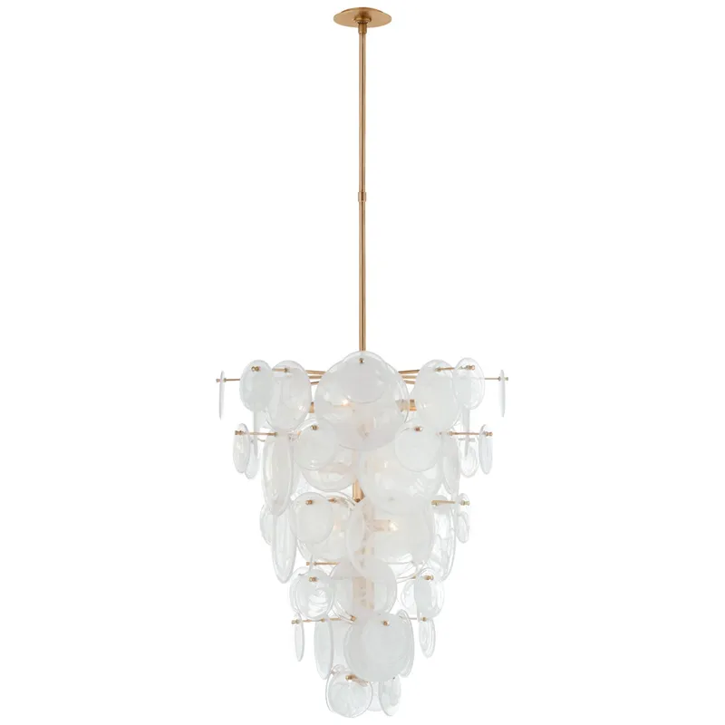 AERIN Loire Cascading Chandelier in Gild with White Strie Glass Ceiling Light W29.25"