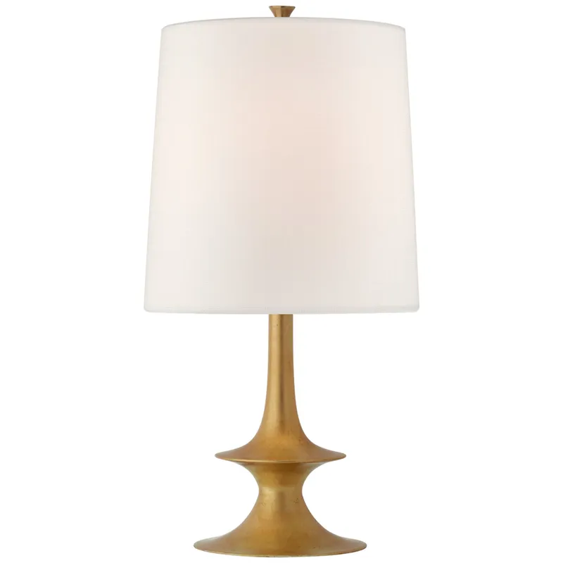 AERIN Lakmos Medium Table Lamp in Gild with Linen Shade W13.5" x H26.25"