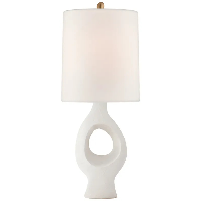 AERIN Capra Medium Table Lamp in Marion White with Linen Shade W12" x H29"