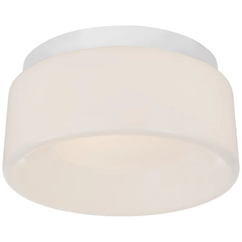 Barbara Barry Halo 5.5" Solitaire Flush Mount in Matte White with White Glass Ceiling Light W5.5" x H2.25"