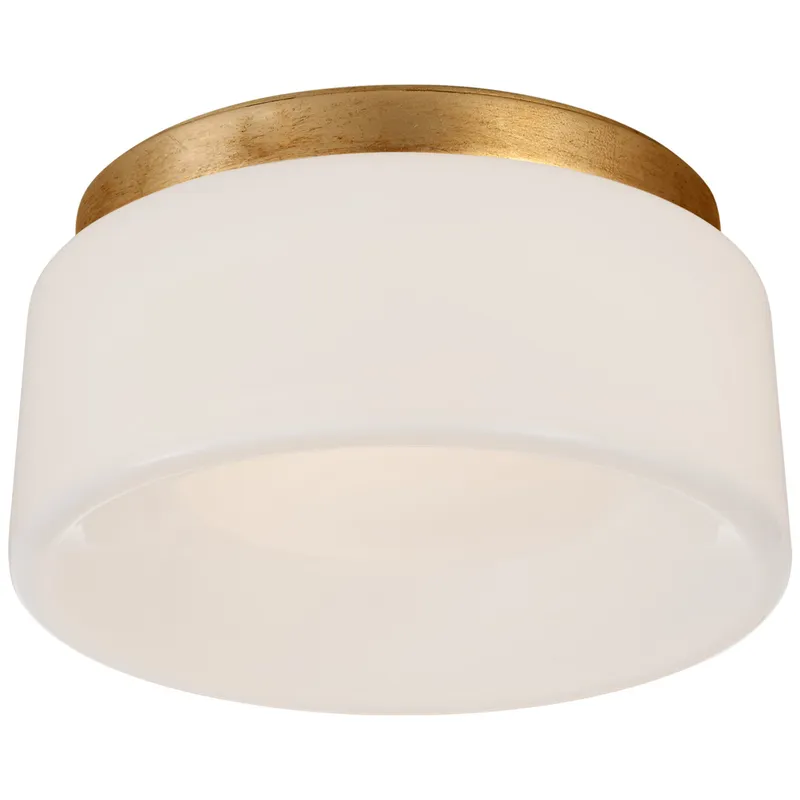 Barbara Barry Halo 5.5" Solitaire Flush Mount in Gild with White Glass Ceiling Light W5.5" x H2.25"