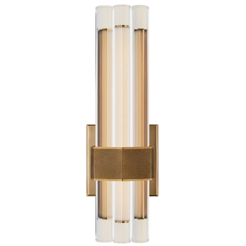 Lauren Rottet Fascio 14" Asymmetric Sconce in Hand-Rubbed Antique Brass with Crystal Wall Light W4.5" x H14"