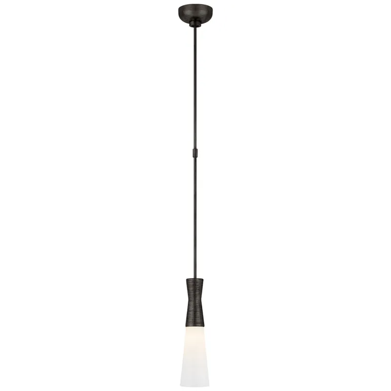 Kelly Wearstler Utopia 4" Pendant in Aged Iron with White Glass Ceiling Light W4"