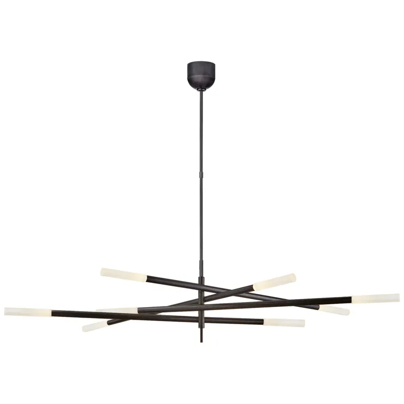 Kelly Wearstler Rousseau Grande Eight Light Articulating Chandelier in Bronze with Etched Crystal Ceiling Light W3" - 65"