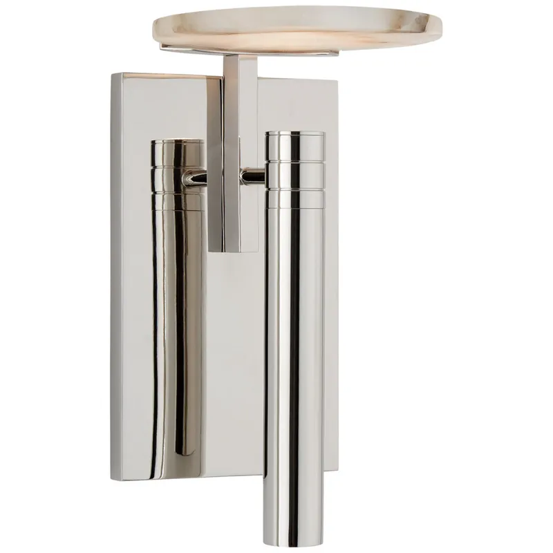 Kelly Wearstler Melange Floating Disc Sconce in Polished Nickel with Alabaster Wall Light W6" x H10.75"