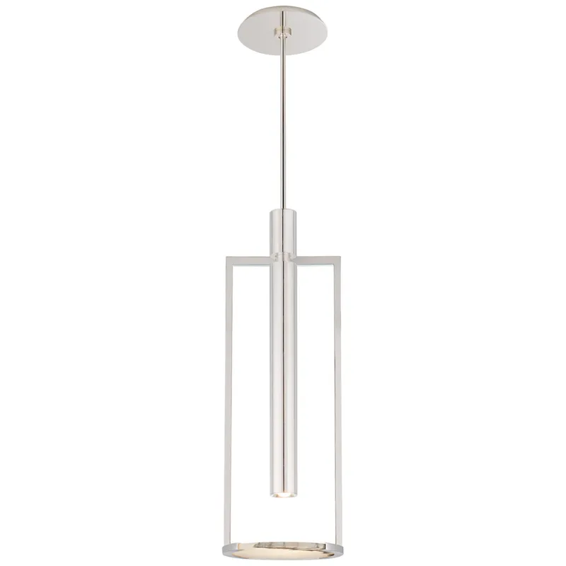Kelly Wearstler Melange Medium Floating Disc Pendant in Polished Nickel with Alabaster Ceiling Light W10.25"