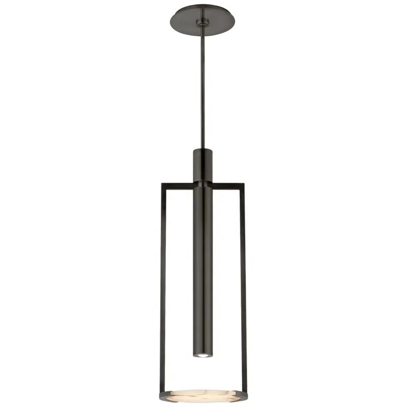Kelly Wearstler Melange Medium Floating Disc Pendant in Bronze with Alabaster Ceiling Light W10.25"