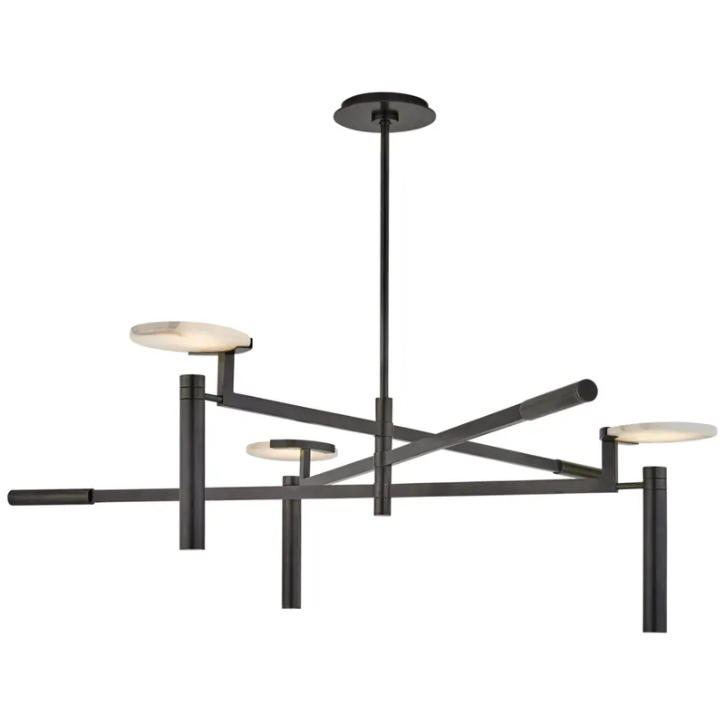 Kelly Wearstler Melange Large Floating Disc Chandelier in Bronze with Alabaster Ceiling Light W44.75"
