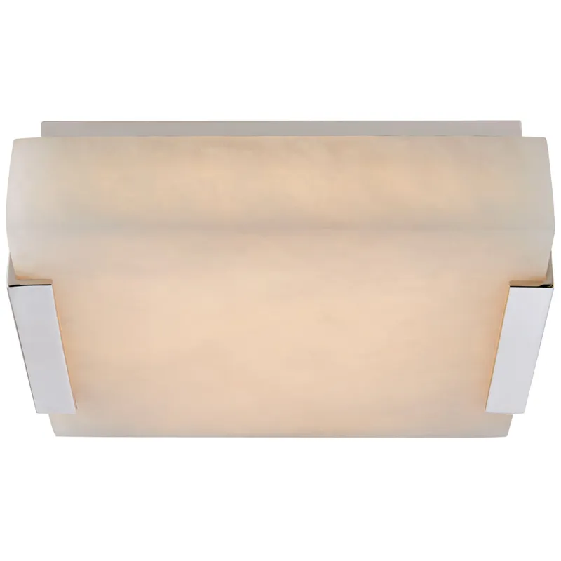 Kelly Wearstler Covet Small Flush Mount in Polished Nickel with Alabaster Ceiling Light W8.25" x H2.25"