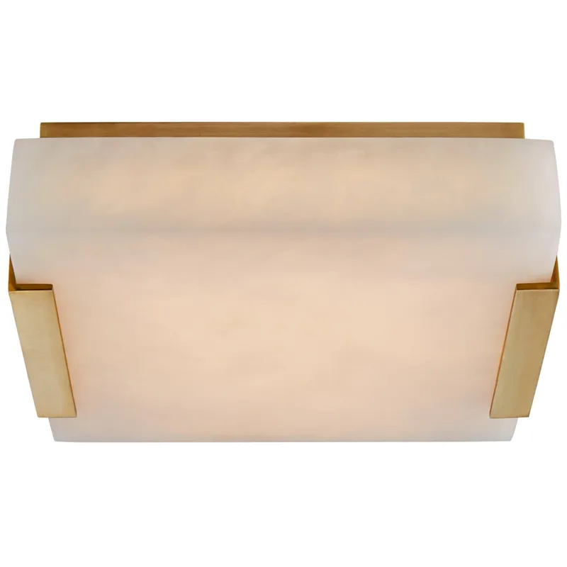 Kelly Wearstler Covet Small Flush Mount in Antique-Burnished Brass with Alabaster Ceiling Light W8.25" x H2.25"