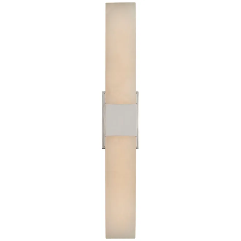 Kelly Wearstler Covet Double Box Sconce in Polished Nickel with Alabaster Wall Light W4.25" x H26"