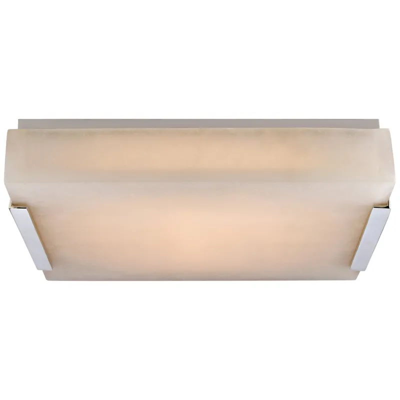 Kelly Wearstler Covet Medium Flush Mount in Polished Nickel with Alabaster Ceiling Light W14.25" x H2.75"