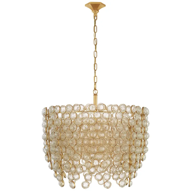 Julie Neill Milazzo Medium Waterfall Chandelier in Gild and Crystal Ceiling Light W28.5" x H26.5"