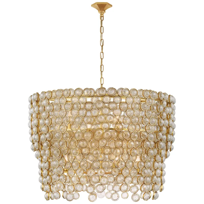 Julie Neill Milazzo Large Waterfall Chandelier in Gild and Crystal Ceiling Light W35.75" x H29.25"