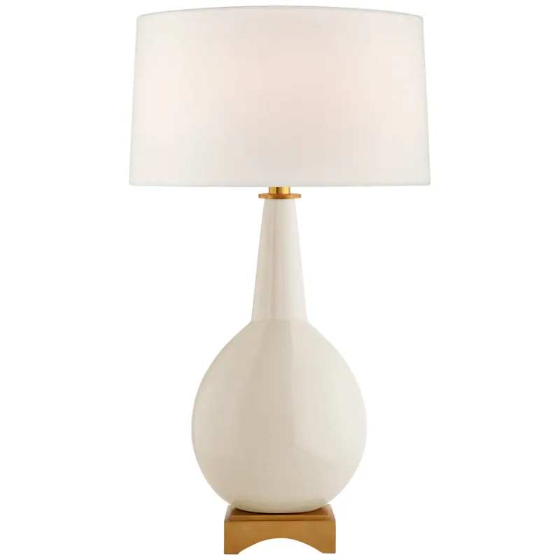Julie Neill Antoine Large Table Lamp in Ivory with Linen Shade W16" x H30"