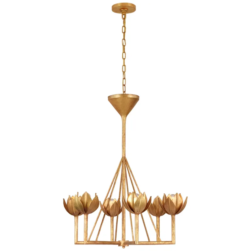 Julie Neill Alberto Small Single Tier Chandelier in Antique Gold Leaf Ceiling Light W30" x H34.5"