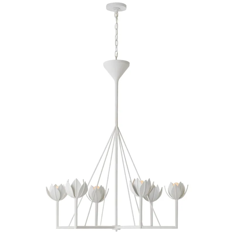 Julie Neill Alberto Large Single Tier Chandelier in Plaster White Ceiling Light W40" x H46.75"