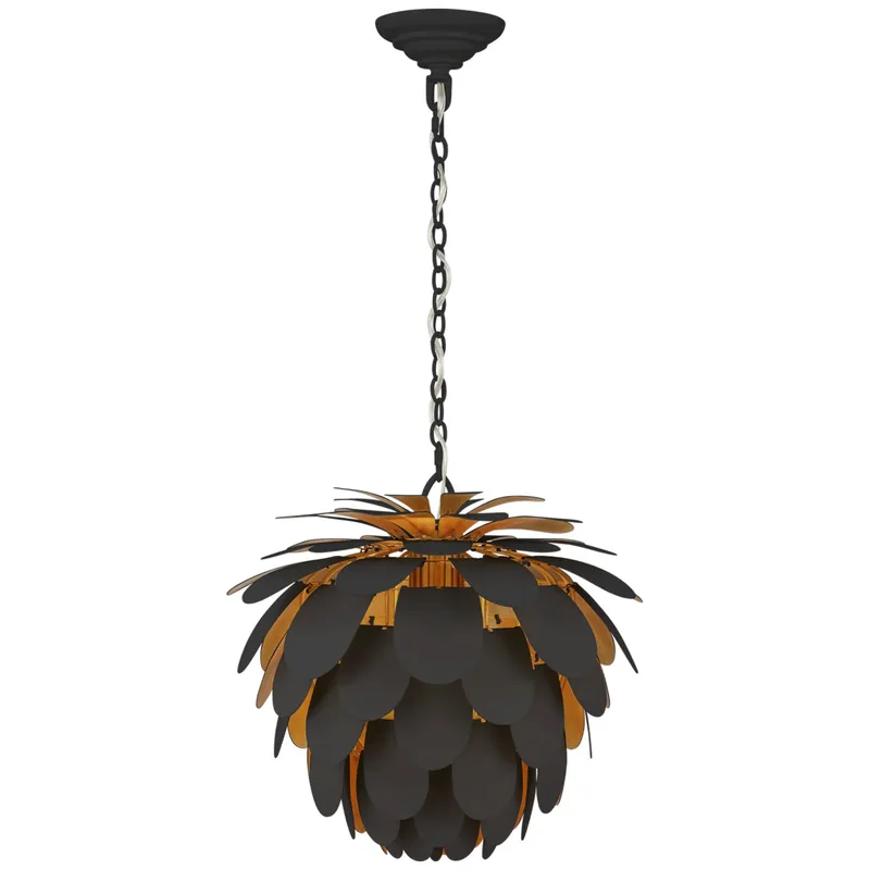 Chapman & Myers Cynara Small Chandelier in Matte Black and Gild Ceiling Light W16.75" x H15.25"