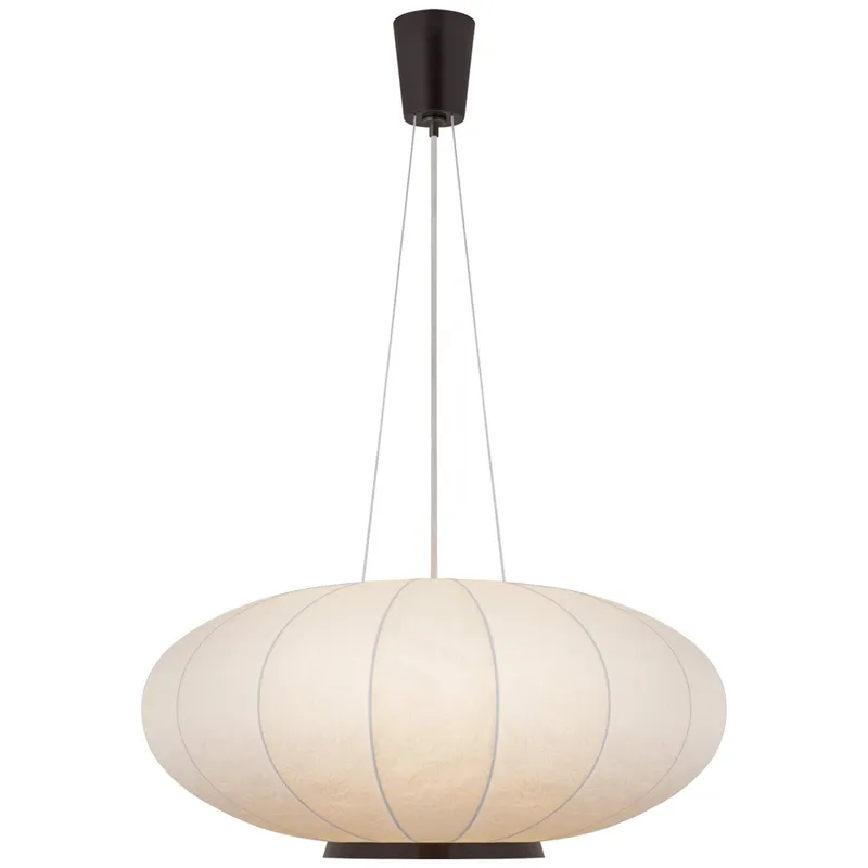 Barbara Barry Paper Moon Large Hanging Shade in Bronze with Rice Paper Shade Ceiling Light W36"