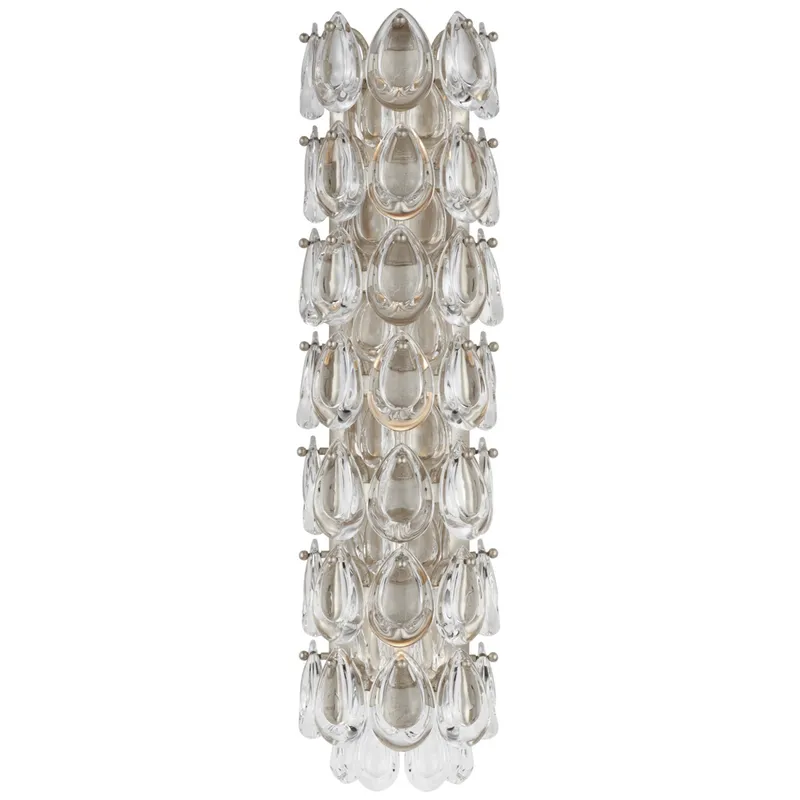 AERIN Liscia 22" Sconce in Burnished Silver Leaf with Crystal Wall Light W6" x H21.75"