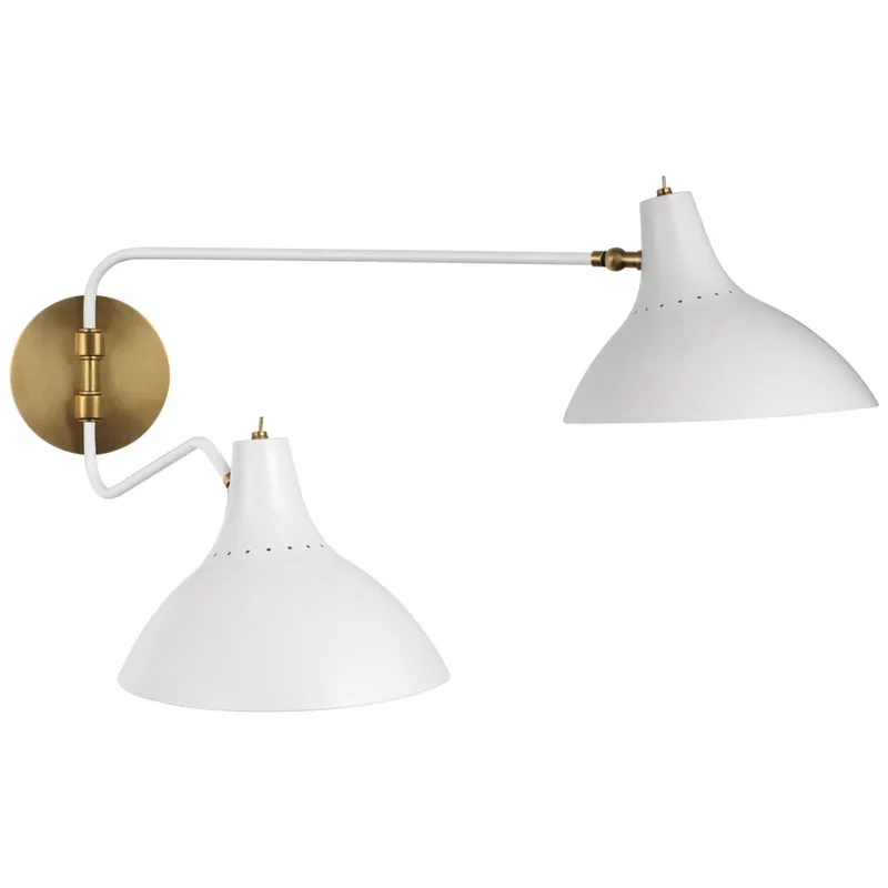 AERIN Charlton Medium Double Wall Light in White W9" - 45.5" x H14.5"