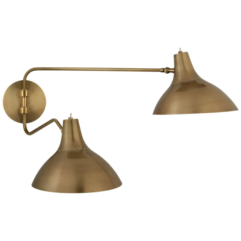 AERIN Charlton Medium Double Wall Light in Hand-Rubbed Antique Brass W9" - 45.5" x H14.5"