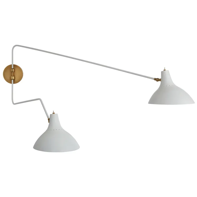 AERIN Charlton Large Double Wall Light in White W9" - 86.5" x H20.5"