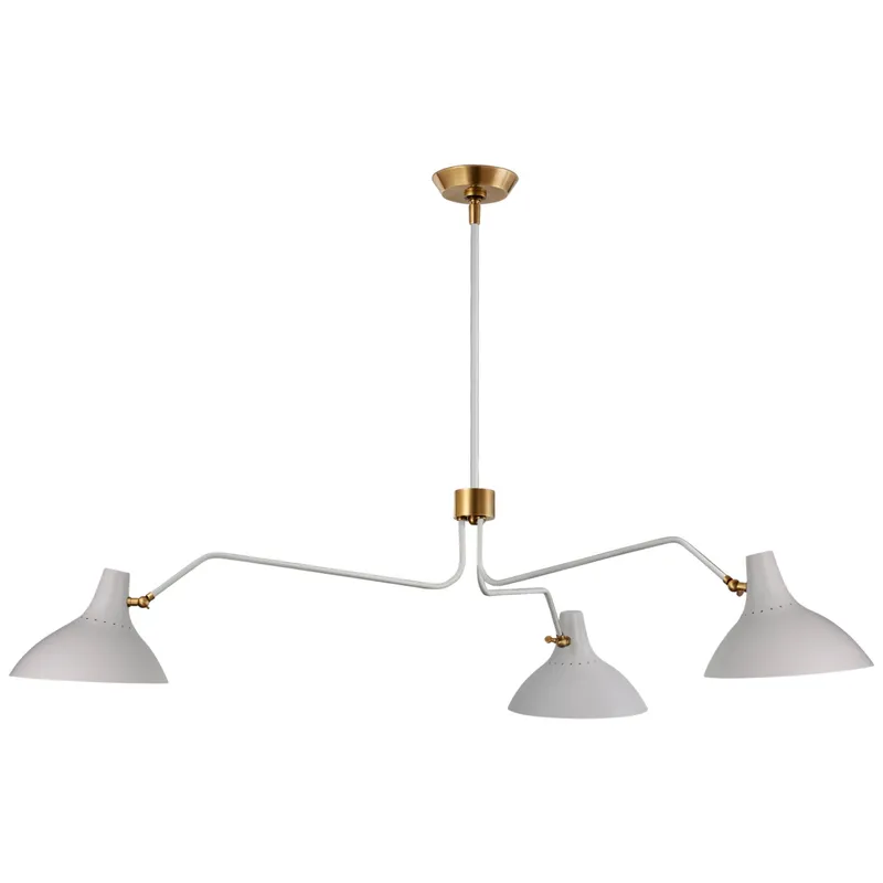 AERIN Charlton Large Triple Arm Chandelier in White Ceiling Light W47.75"