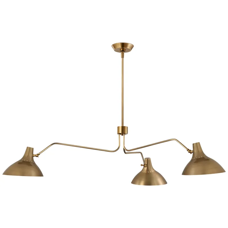 AERIN Charlton Large Triple Arm Chandelier in Hand-Rubbed Antique Brass Ceiling Light W47.75"