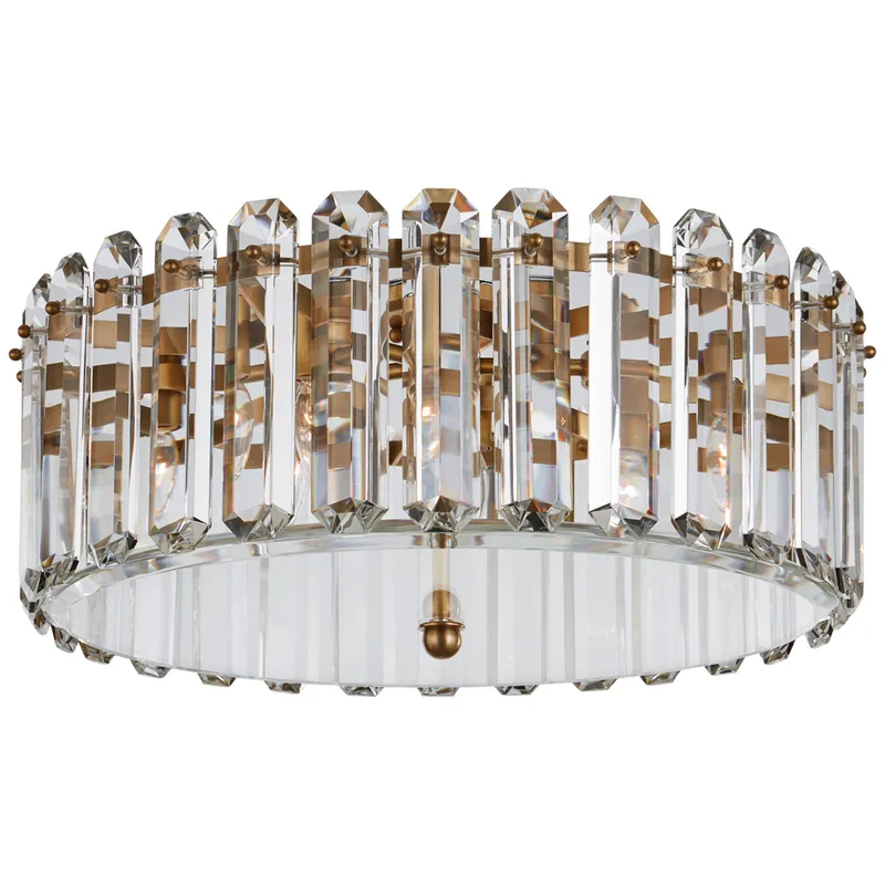AERIN Bonnington Large Flush Mount in Hand-Rubbed Antique Brass Ceiling Light W24.75" x H10.25"