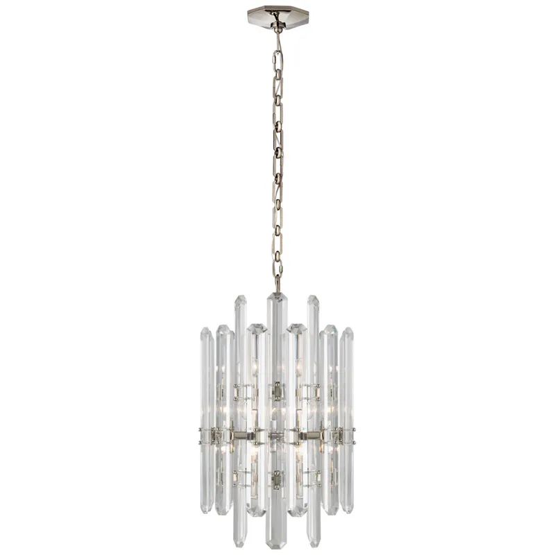 AERIN Bonnington Tall Chandelier in Polished Nickel Ceiling Light W16" x H24.5"