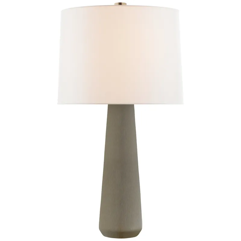 Barbara Barry Athens Large Table Lamp in Shellish Gray with Linen Shade W18" x H32.5"