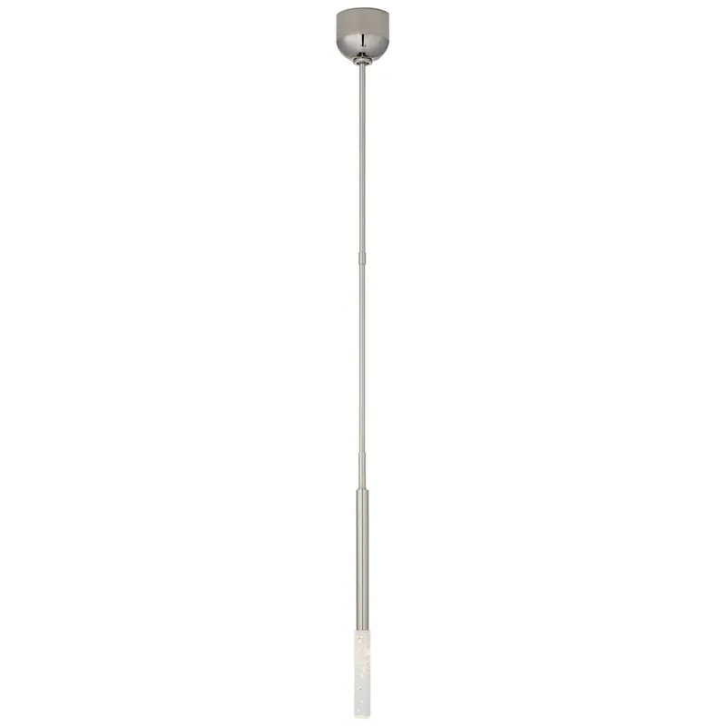 Kelly Wearstler Rousseau Single Pendant in Polished Nickel with Seeded Glass Ceiling Light W1.25"
